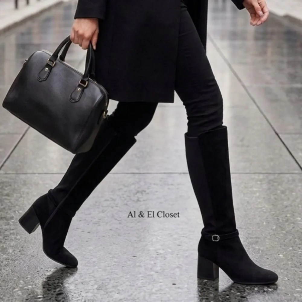 Blondo Twyla Waterproof Tall Boots Black Suede 9M Block Heel New With Box